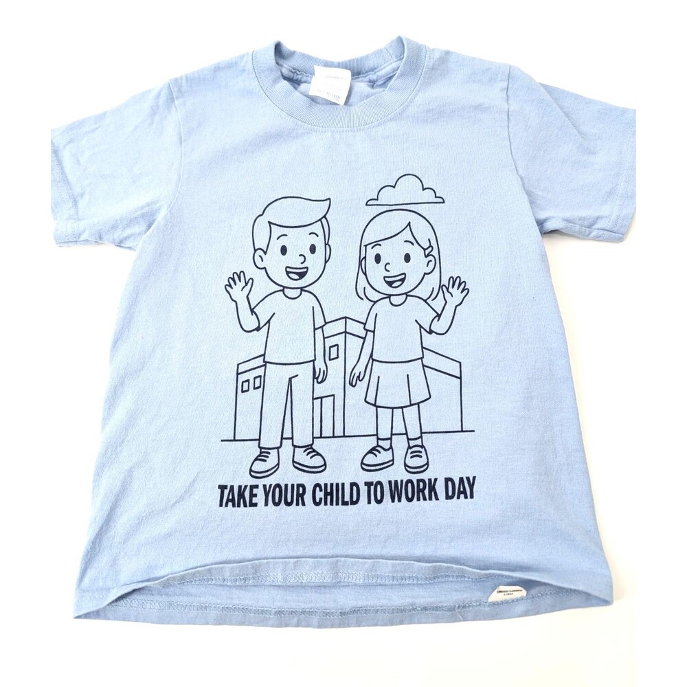 Take Your Child To Work Day Kids Light Blue Crewneck Cotton T-Shirt Size XS